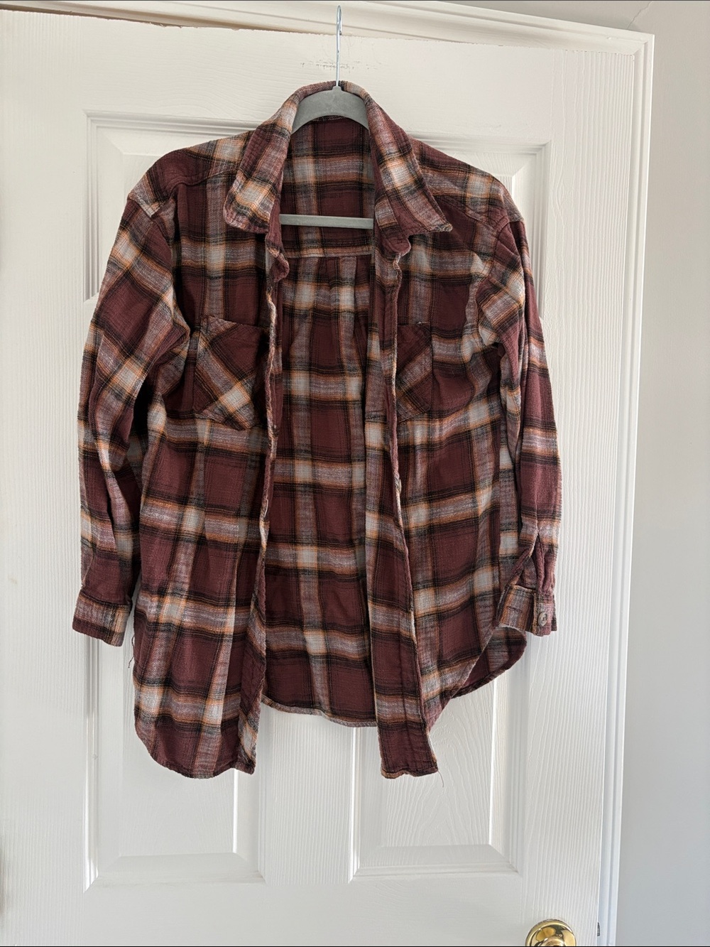 Maurices Brown and Cream Plaid Shirt Jacket